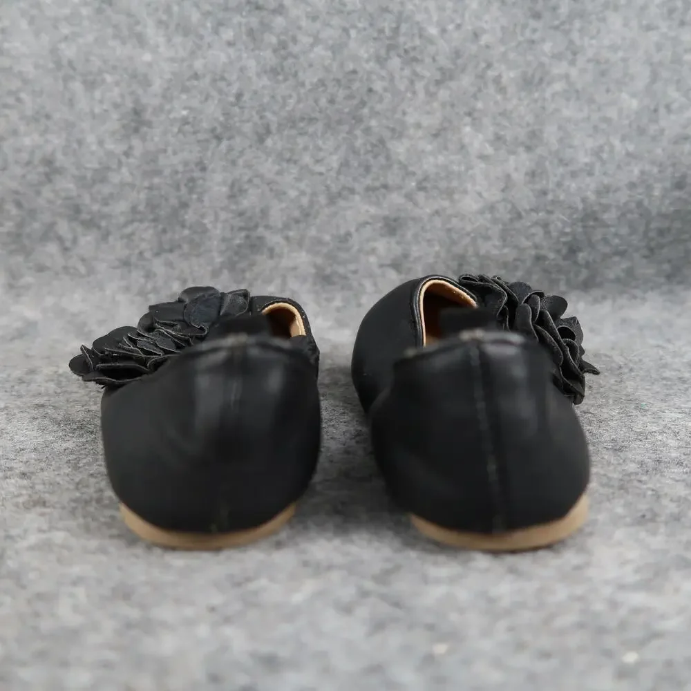 Old Navy Shoes Baby Girls 5 Mary Jane Flats Flower Black Slip On Closed Toe